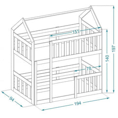 Lit cabane superposé 90x190cm Blanc