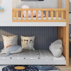 Lit Cabane, Lit Superposé Avec Échelle à Angle Droit,bois, Blanc 90x200cm