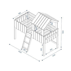 Lit cabane avec Tiroirs Et Matelas Donnie Bois Naturel 90x190cm