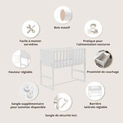 LIT BÉBÉ CODODO / BERCEAU 2 EN 1 «NUAGE» | BLANC