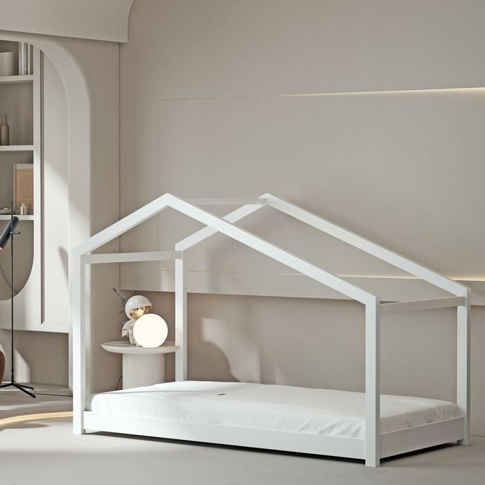 Lit cabane Lilo 90 x 190cm en pin massif blanc