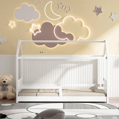 Lit cabane HUTTY 90x190cm Blanc en pin massif