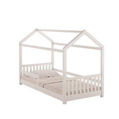 Lit cabane HUTTY 90x190cm Blanc en pin massif