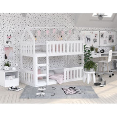 Lit cabane superposé 90x190cm Blanc